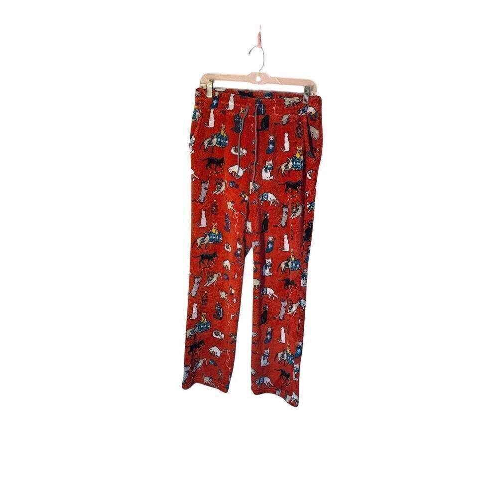 Vera Bradley Holiday Cat Red Pajama Fleece pants Size Small